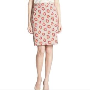 Halogen Ikat Leopard Print Pencil‎ Skirt Tan Orange Pink Pockets Knee Length new